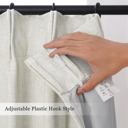 IVAPUPU Natural Linen Blend Pinch Pleated Curtains with 63'', 84'', 95'', 108'' Length