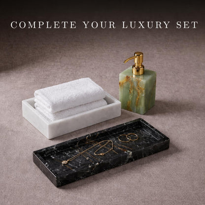 Bey-Berk White Marble Napkin Holder, 5.75"L x 1.75"W x 9"H - Guest Towel Tray for Bathroom, Kitchen Counter, and Outdoor Use