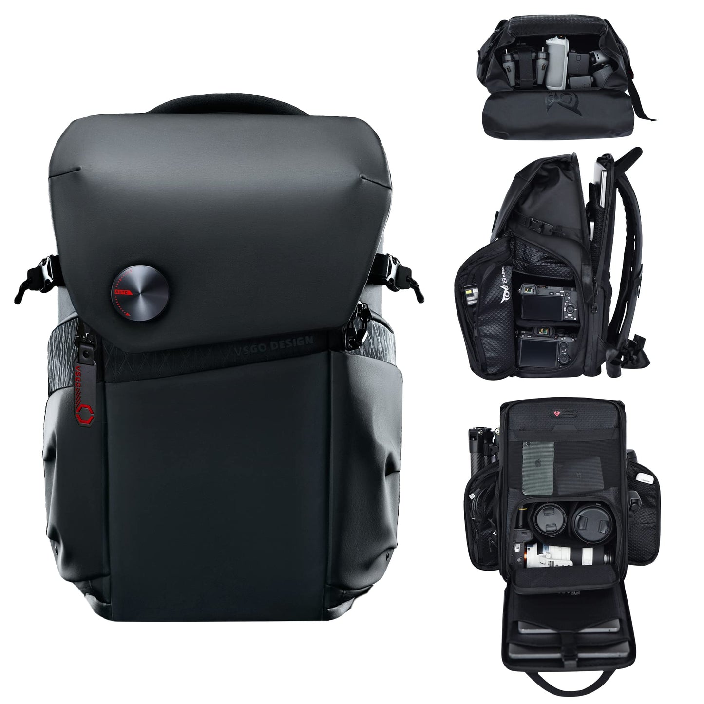 VSGO 20L Professional Camera Backpack for DSLR/SLR, Compatible with Sony Canon Nikon Cameras, DJI RSC2 Gimbals, Tripod, 15.6" Laptop, Lenses & Accessories – Waterproof TPU Canvas, Travel & Outdoor Use