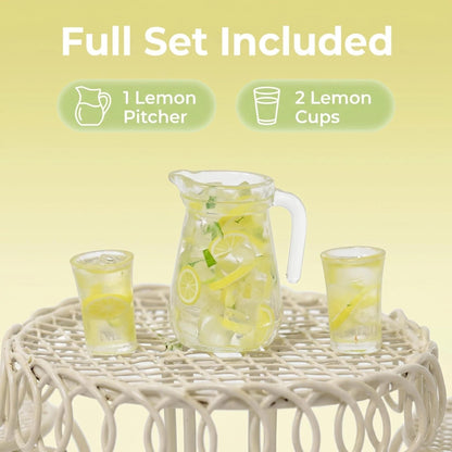 6 PCS Dollhouse Miniature Bistro Table & Chairs Set with Lemonade Pitcher and Cups 1 12 Scale Metal Furniture Fairy Garden Kitchen Decoration Accessories