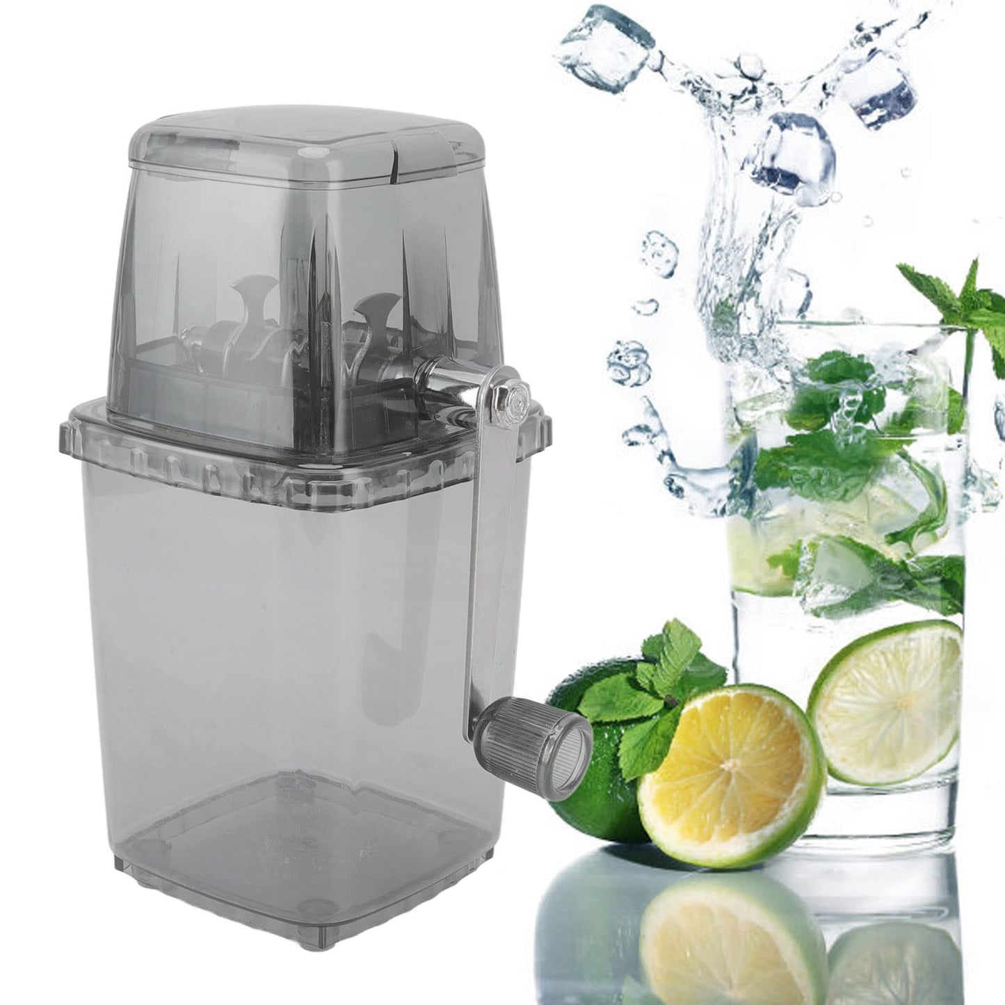 YOUTHINK Ice Crusher, Manual Ice Crusher Small Portable Crusher Hand Operated Snow C1 Machine Grey for Home Kitchen Summer Cooling