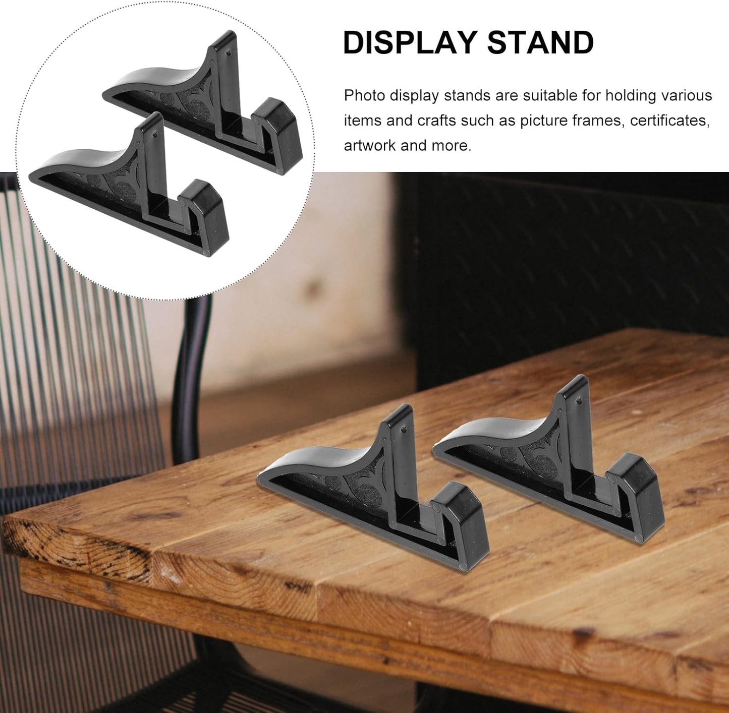 TEHAUX 10pcs Plastic Photo Frame Holders, Mini Stands for Pictures, Book Accessories, Desktop Display Support