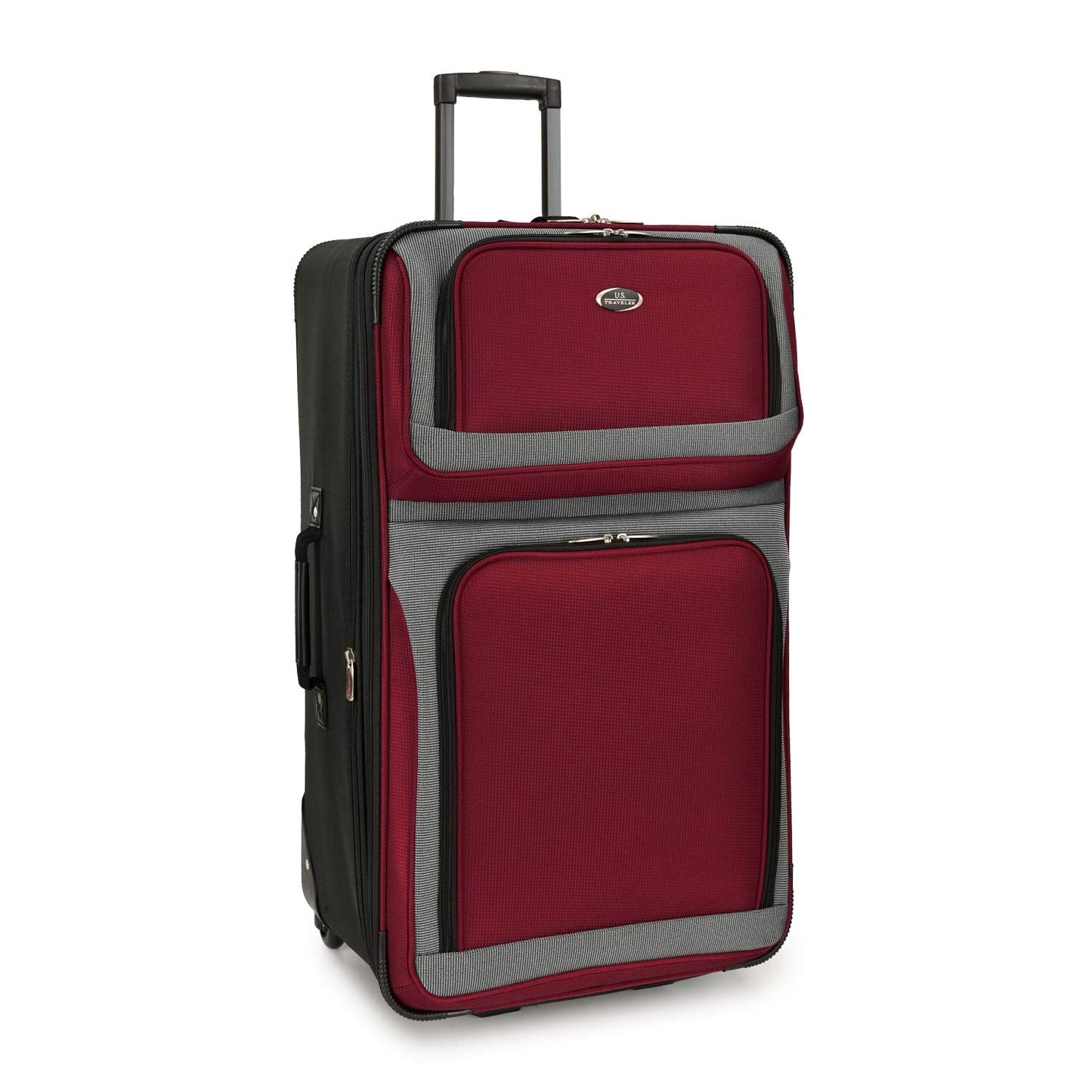 U.S. Traveler New Yorker Lightweight Expandable Rolling Luggage, Red/Gray, 4-Piece Set