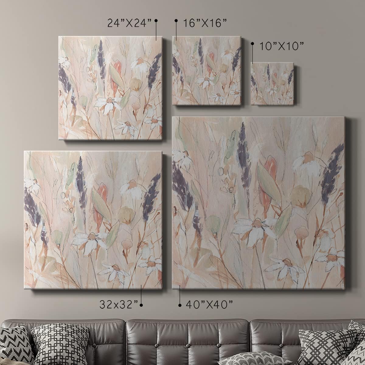 Renditions Gallery Rustic Wall Artwork - Abstract Lavender Flower Wall Hanging for Beach House, 16"X16" Decor