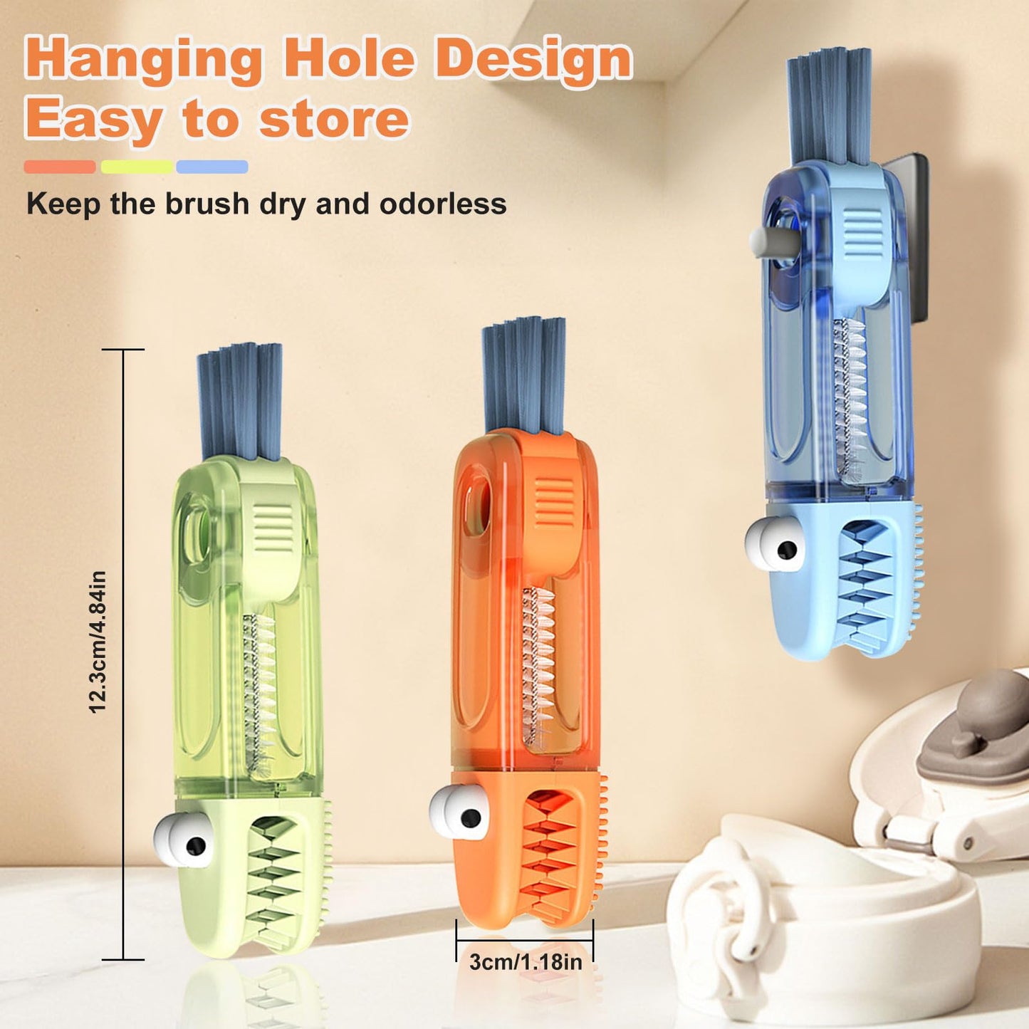 3 in 1 Cup Lid Cleaning Brush Set 6 Pcs, Gap Cleaner Brushs - Home Kitchen Multifunctional Bottle Cleaning Brush Set, Portable Travel Bottle Lid Cleaner Tools