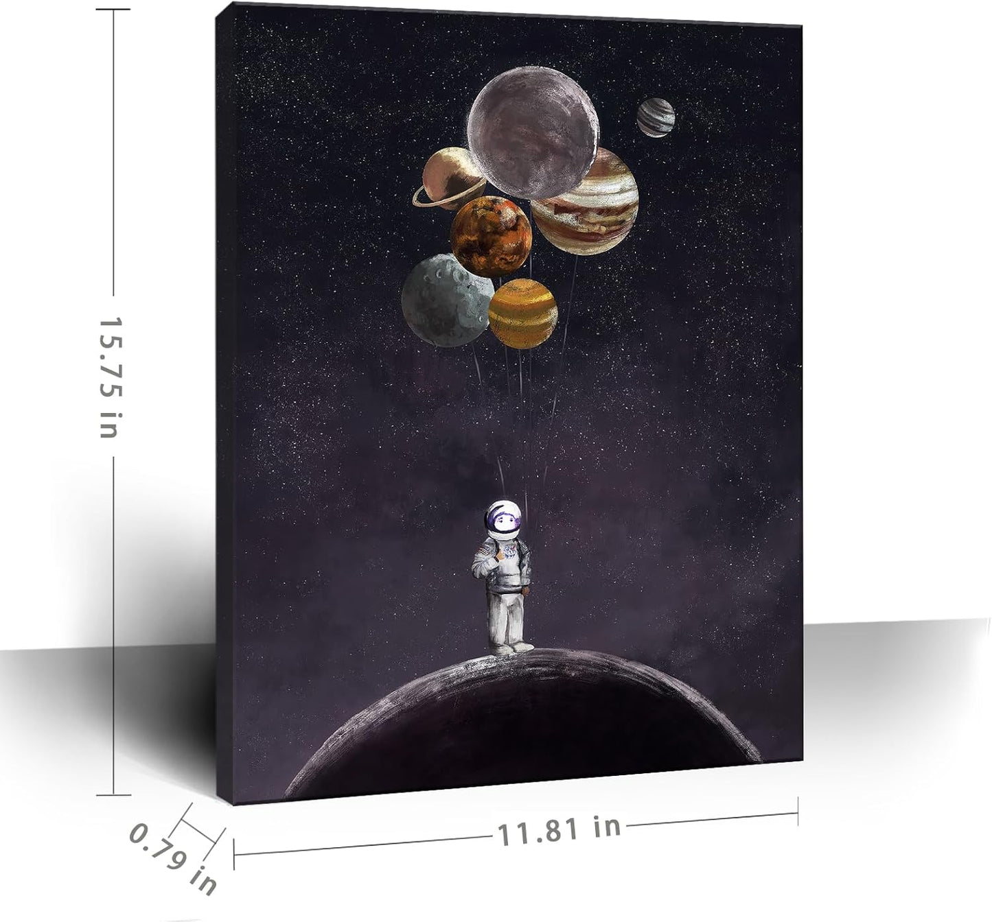 ARTZON Inspirational Wall Art Canvas Print, Astronaut Holding Planet Framed Artwork for Bedroom & Office, 12x16inch