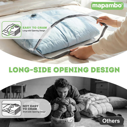 Mapambo Vacuum Storage Bags with -60000Pa USB Pump, 15 Pack Vacuum Seal Bags for Clothing Travel in 3 Sizes, Travel Vacuum Bags with Pump, Saving up to 80% of Luggage Space (15 Combo Size)