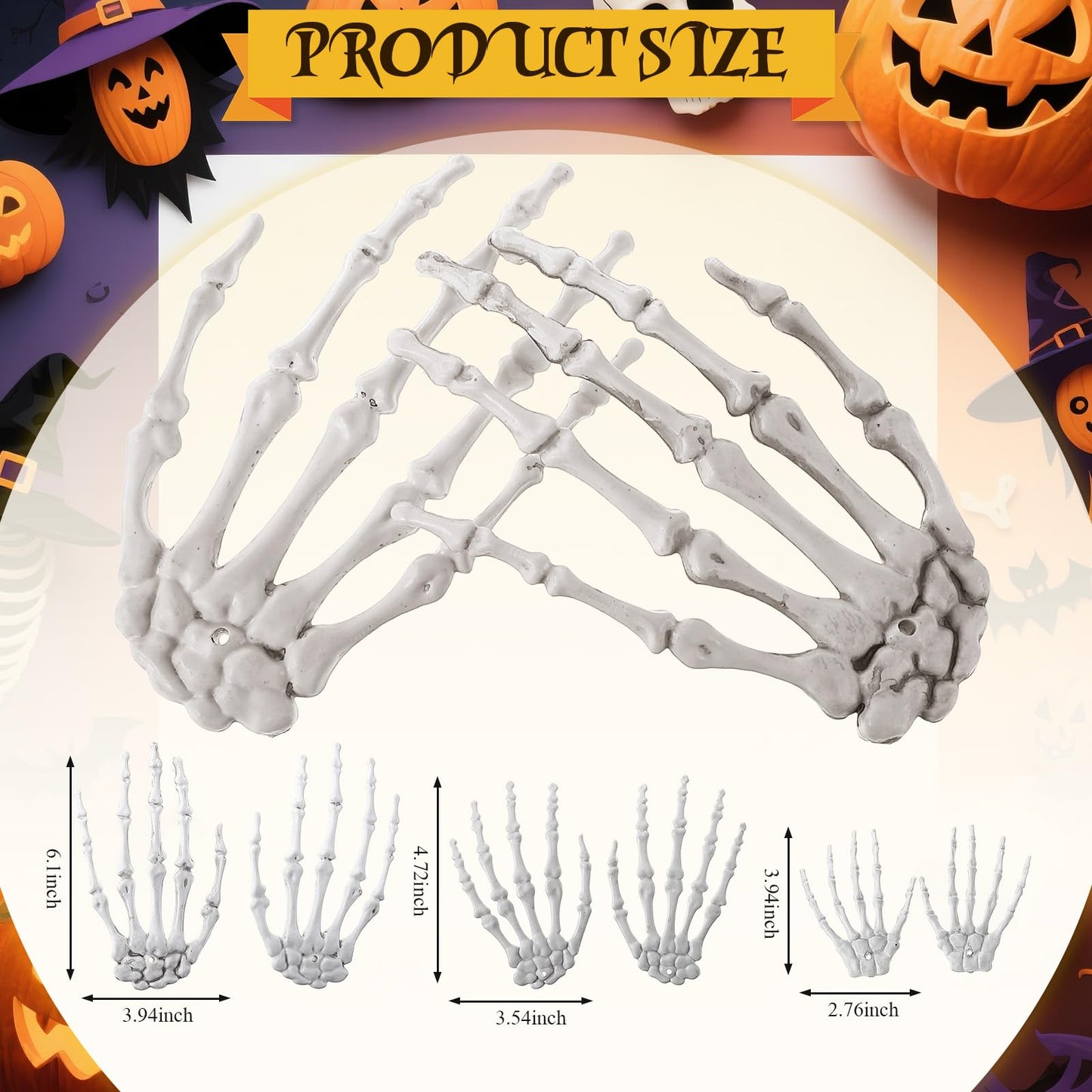 Wavwavw 32 Pcs Halloween Hanging Decorations Set, Floating Witch Brooms Witch Hat Skeleton Hands Wizard Straw Broom Accessories for Party Favors Birthday DIY Crafts