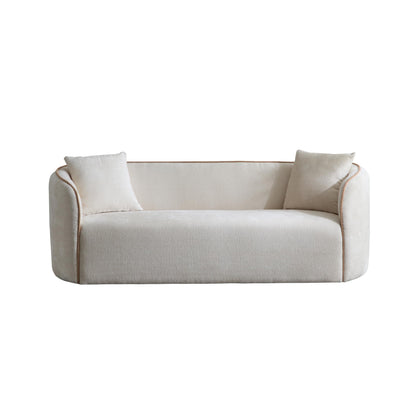 Christopher Knight Home Audie Modern Minimalist Living Room Boucle Fabric Upholstered 3-Seater Sofa, Ergonomic Curved Lounge Couch Seating, Soft Padded Cushion,Wooden Frame,Bedroom/Home Office,Beige