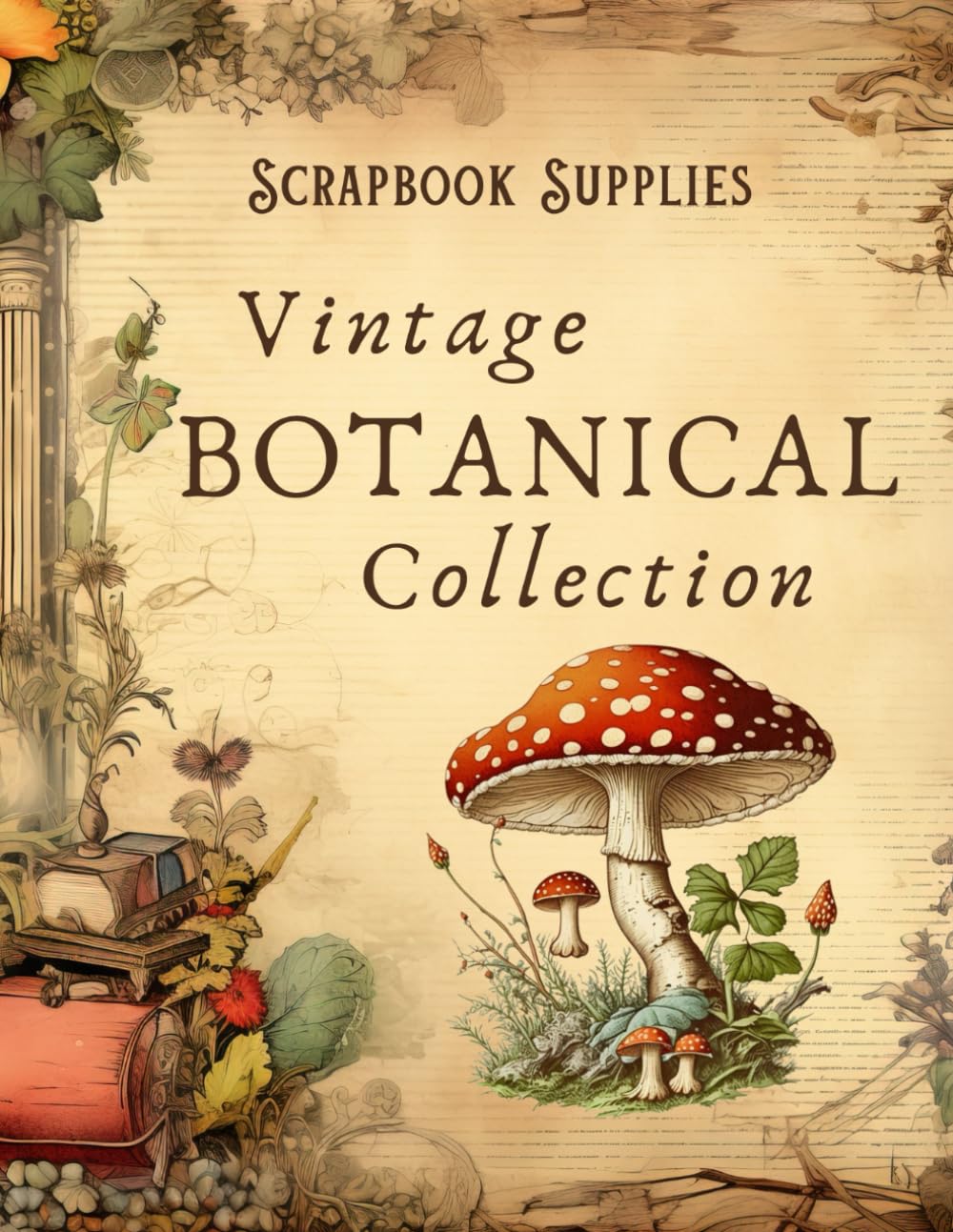 Scrapbook Supplies Vintage Botanical Collection: Retro Plants, Vegetables, Fruit Illustrations for Scrapbooking, Collage, and Junk Journals