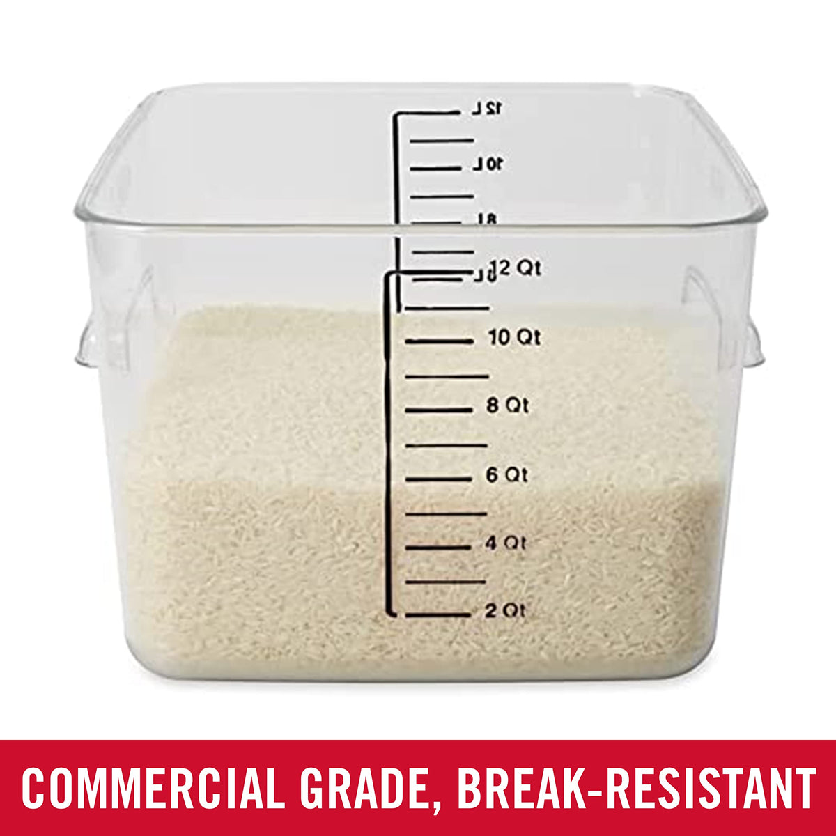 Rubbermaid Commercial Products Space Saving Square Food Storage Container 12 Quart Clear for Kitchen/Sous Vide/Meal Prep