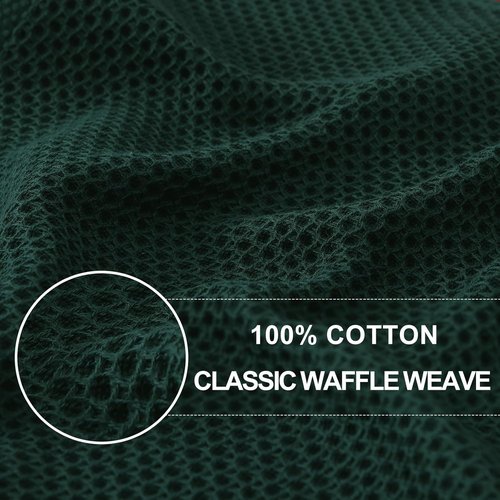 Homaxy Kitchen Dish Towels - 100% Cotton Waffle Weave, Ultra Soft & Absorbent, 13 x 28 Inches, 4-Pack | Blackish Green