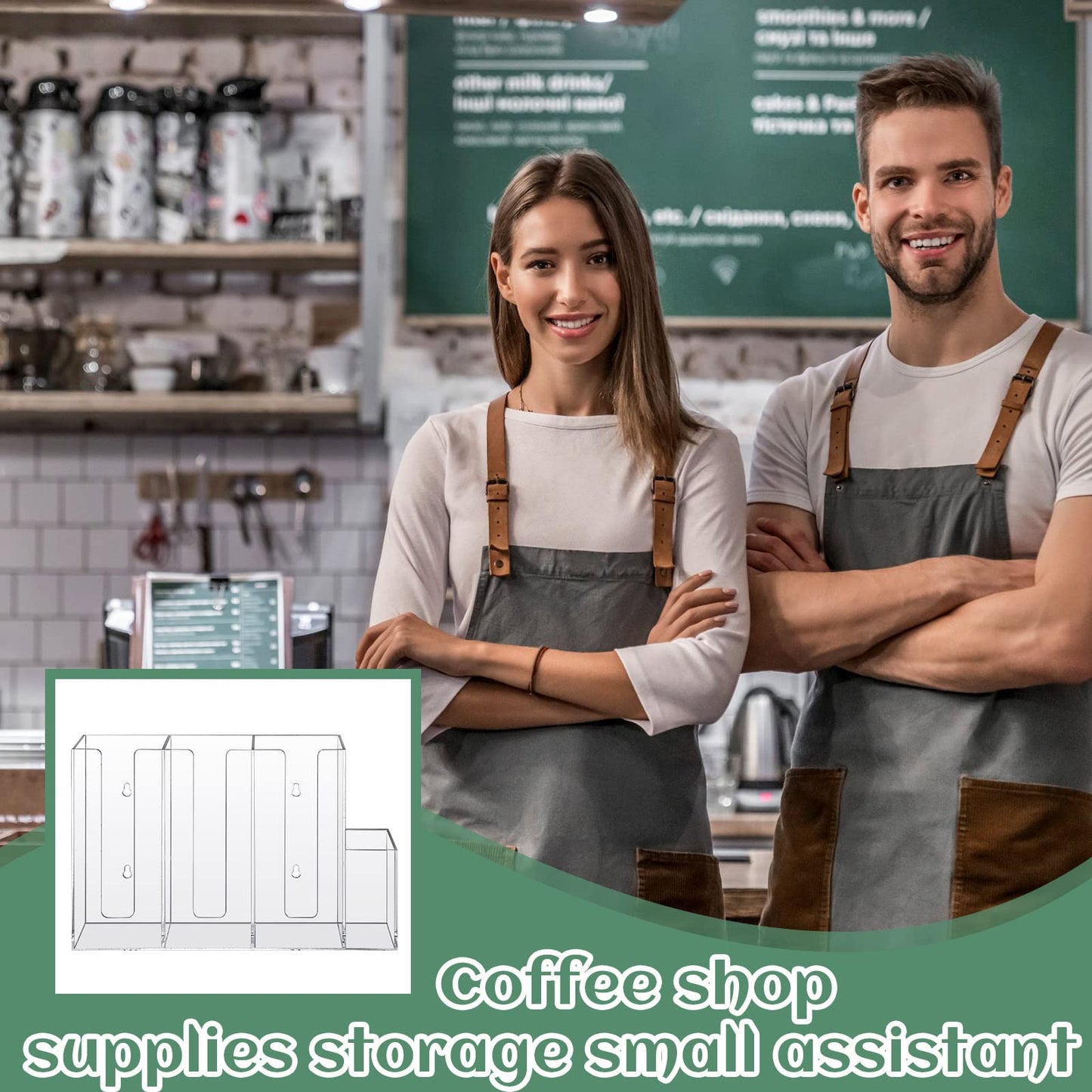 Cunhill 4 Compartments Acrylic Coffee Cup and Lid Storage Organizer Holder Disposable Paper Cup Dispenser Organizer Plastic Lid Holder Accessories for Kitchen Bar Shop Party Supplies(Transparent)