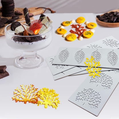 5PCS Leaf Silicone Baking Molds, 3D Coral Branch Tuile Lace Molds for Cake Decoration and Polymer Clay
