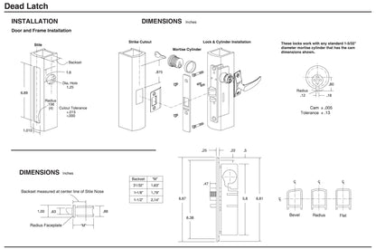 Adams Rite Style Deadlatch Storefront Door Set - Push Paddle Exit, Deadlatch Bolt, with Mortise Lock Cylinder & Two Keys, Durable, Polished Finish, Duronotice Bronze, Left Hand, 1-1/8" Backset