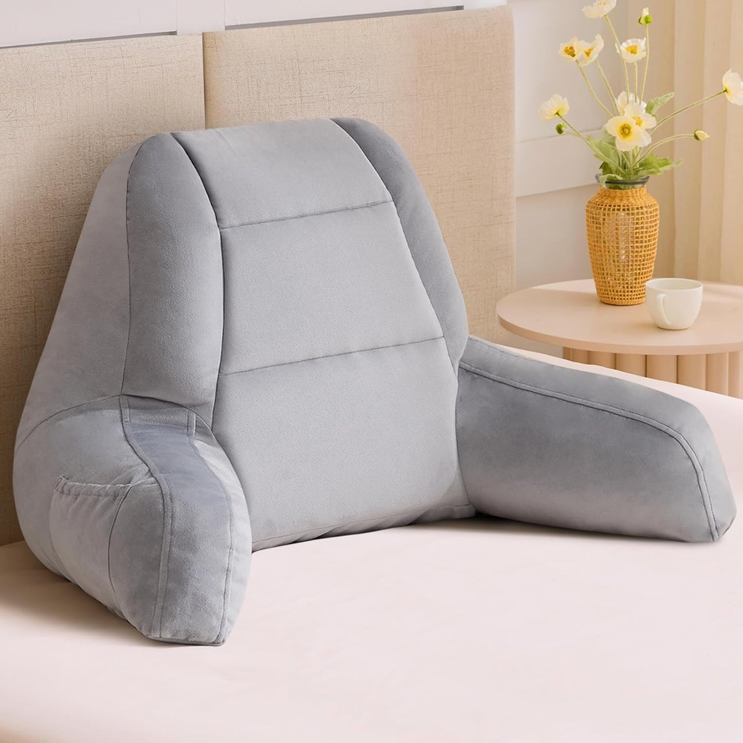 24in, IASEAHK Reading Pillows for Sitting in Bed Adult, Back Pillow for Bed Sitting Up, Backrest Pillows with Shredded