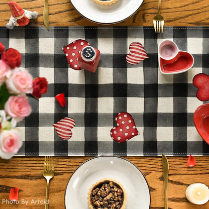 Artoid Mode Watercolor Buffalo Plaid Hearts Truck Love Valentine's Day Table Runner, 13 x 36 Inch Kitchen Dining Table