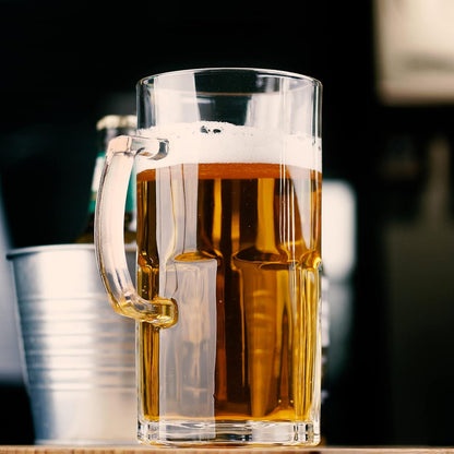 BaveL Style Extra Large Beer Mug, 34 Ounce Glass Mug with Handle, One Liter German Beer Stein