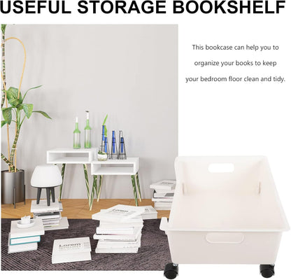 Cabilock Storage Box with Pulleys - Utility Rolling Cart Book Storage Bin with Wheels for Kids, Toy Organizer Rack