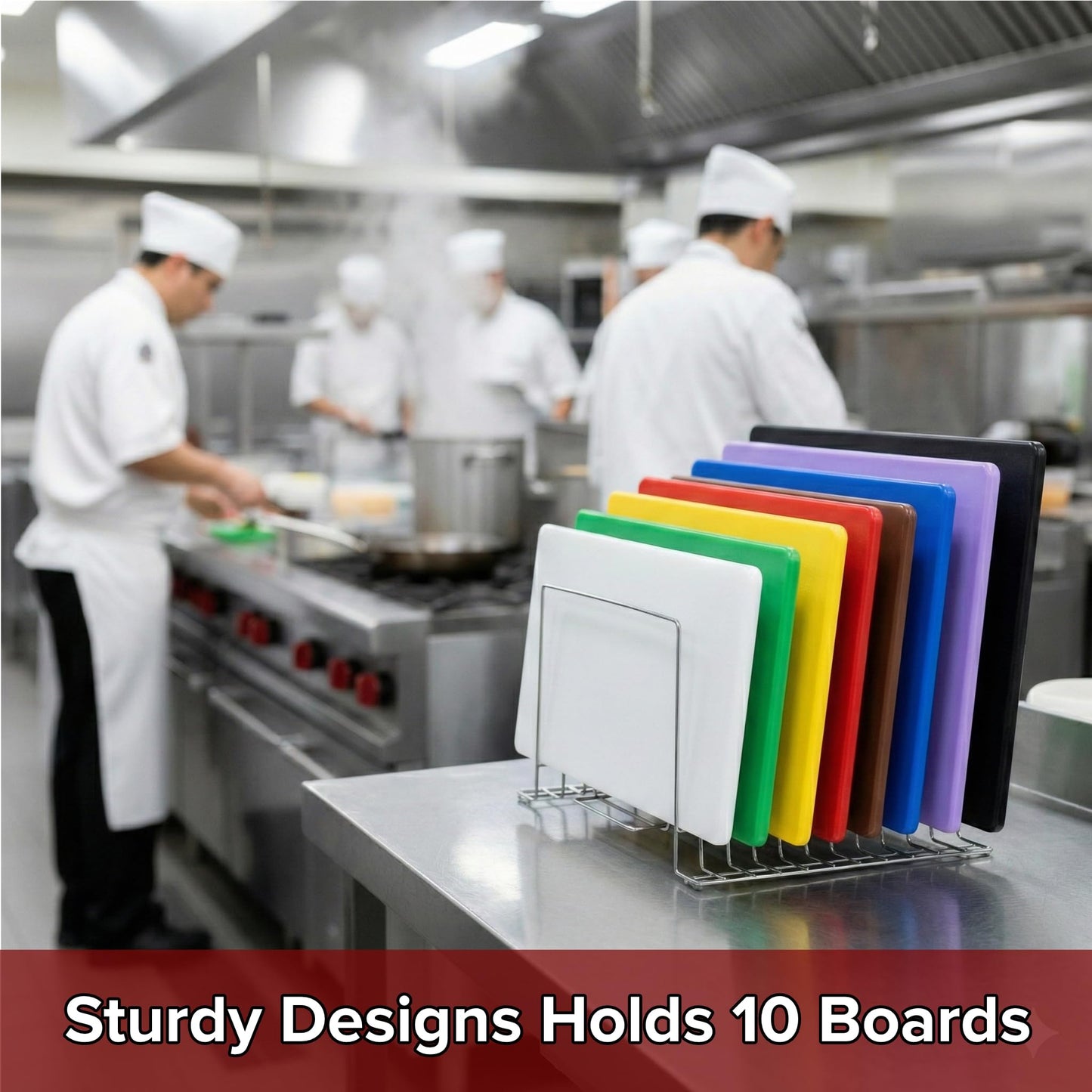 Thirteen Chefs Stainless Steel Cutting Board Rack - Ten 1" Slots fits Baking Sheets, Pans and Lids - Commercial Grade Organizer and NSF Stamped for Restaurants and Kitchens