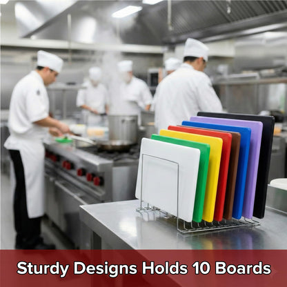 Thirteen Chefs Stainless Steel Cutting Board Rack - Ten 1" Slots fits Baking Sheets, Pans and Lids - Commercial Grade Organizer and NSF Stamped for Restaurants and Kitchens