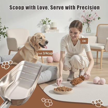 Mutclord Pet cat-dog food-scoop measuring cup - Food-grade 304 stainless steel material | 3/4 Cup capacity | Precision scale measurements