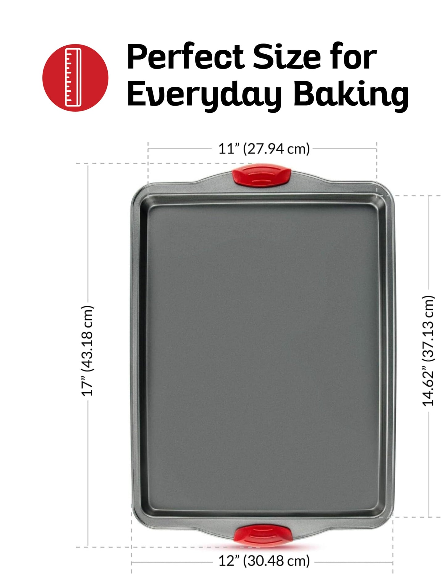 Boxiki Kitchen Non-Stick Baking & Cookie Sheet Pan Non-Toxic 11x14 Inch Rimmed Carbon Steel Baking Sheet. Dent, Warp and Rust Resistant. Heavy Gauge Steel Oven Baking Sheet. 1 Tray.