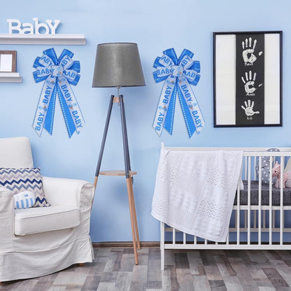 Skiennix Large Blue Baby Shower Bow - Perfect Welcome Home Decoration for Boys | Indoor/Outdoor Use
