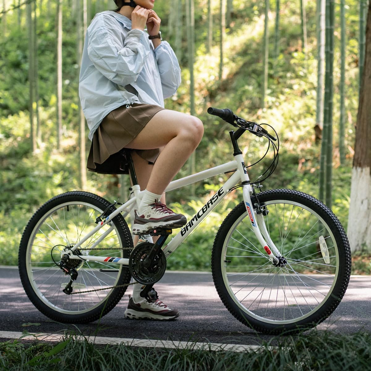 HH HILAND 24 inch Mountain Bike for Men and Women, 18 Speeds High-Carbon Steel Frame, Sport Cycling MTB Bicycle for Adult White