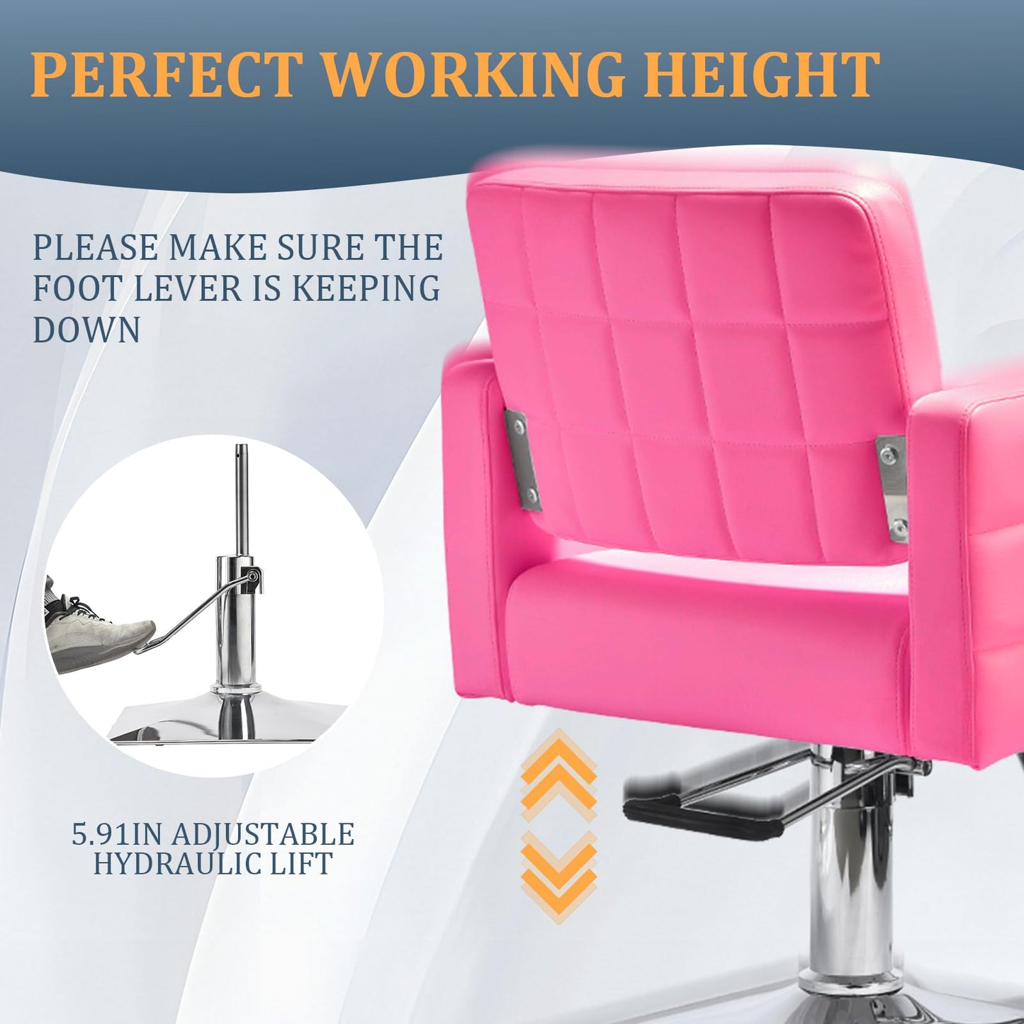Barber Salon Chair for Barbershop - Load Weight 330 Lbs,Heavy Duty Hydraulic Pump Height Adjustable,360°Swivel with Footrest,Soft Leather with Armrest,Salon Spa,Hair Styling Stylist,Braiding (Pink)