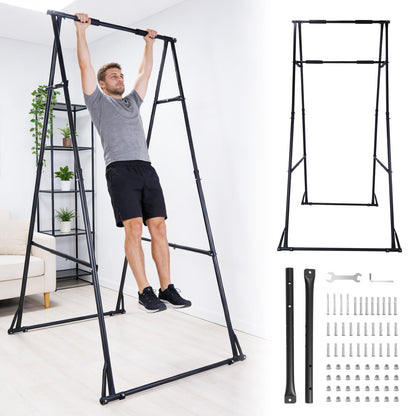 Generic Foldable Free Standing Pull Up Bar Stand Adjustable Pullup Fitness Equipment for Home Gym Strength Training