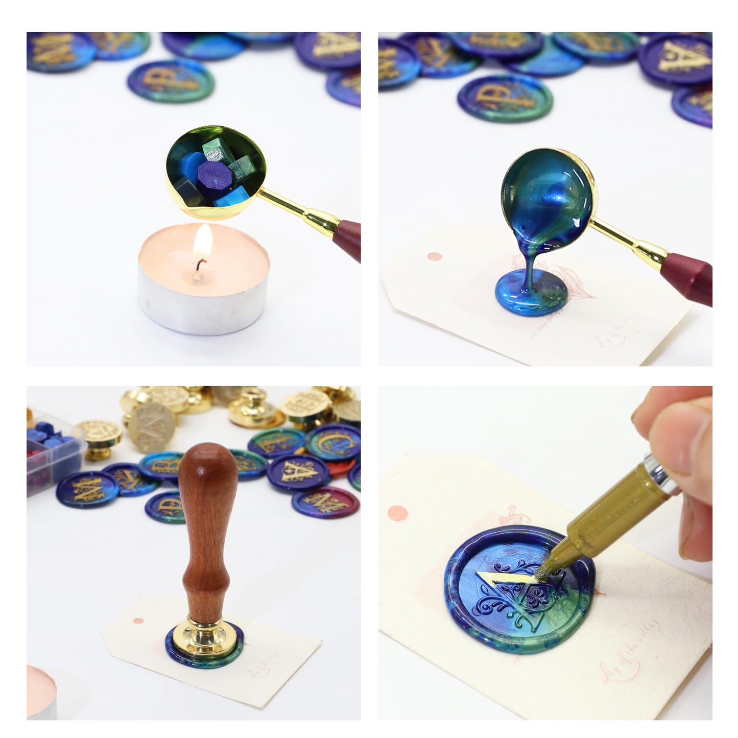 SWANGSA Triple Moon Goddess Wax Seal Stamp Kit with 200pcs Sealing Wax Beads, Great for Wedding Invitations, Christmas, Halloween, Wine Packages, Gift Wraps