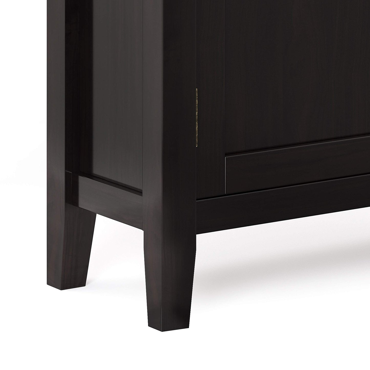 SIMPLIHOME Redmond Storage Cabinet - 32 inch Wide Solid Wood 2-Shelf Low Storage Cabinet in Hickory Brown, Transitional Accent Cabinet for Entryway with Adjustable Shelves and Tapered Legs