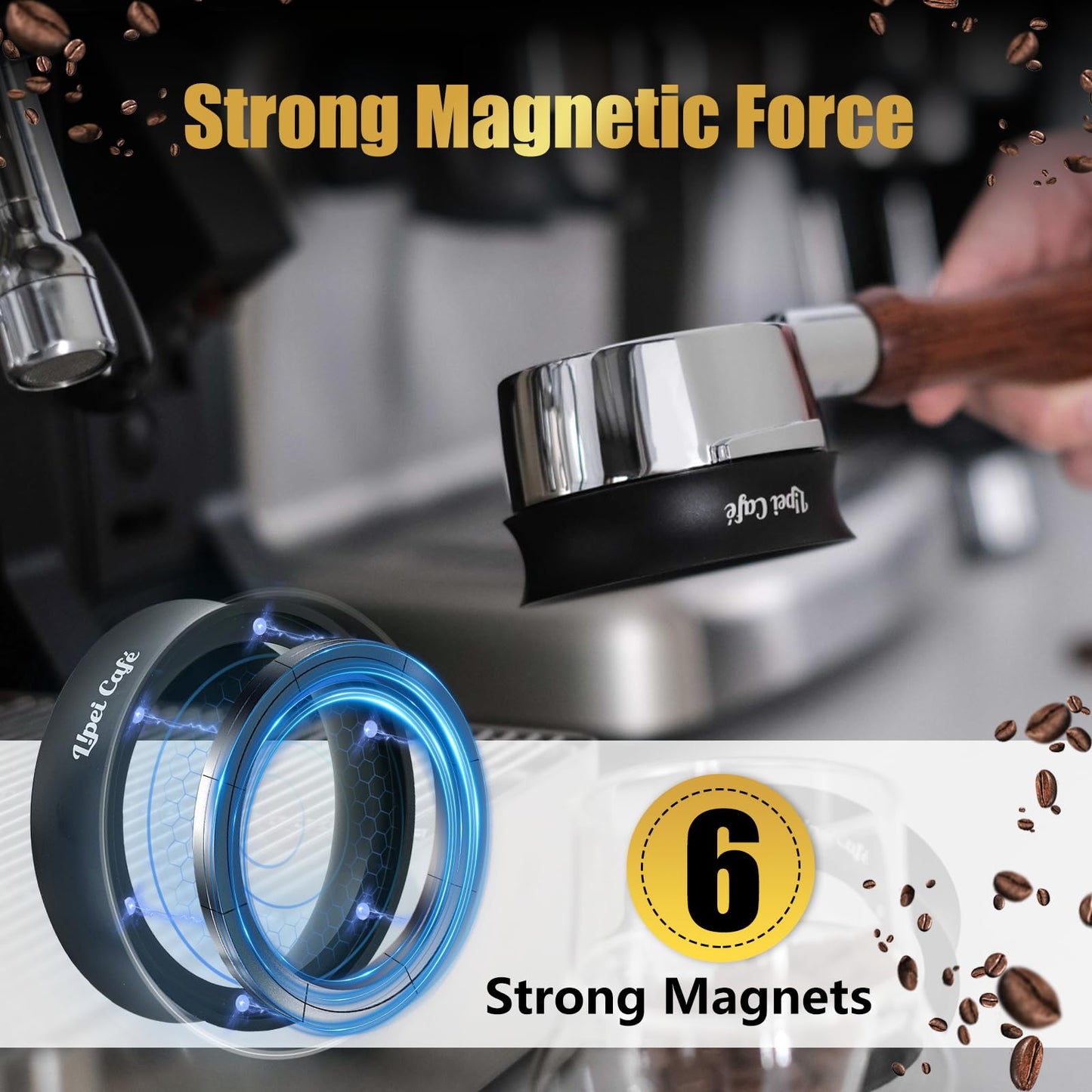 Lipei Cafe 58mm Espresso Dosing Funnel, Magnetic Coffee Dosing Ring, Compatible with 58mm Espresso Portafilter