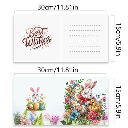 YOKUSHI 12 PCS Easter Diamond Art Painting Greeting Cards, Rabbit Craft DIY Card Making Kits for Adults Gifts (Easter)
