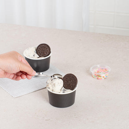 Coppetta 5-Ounce Dessert Cups, 200 Disposable Ice Cream Cups - Lids Sold Separately, Sturdy, Black Paper Frozen Yogurt Bowls, For Hot And Cold Foods, Perfect For Gelato Or Mousse - Restaurantware