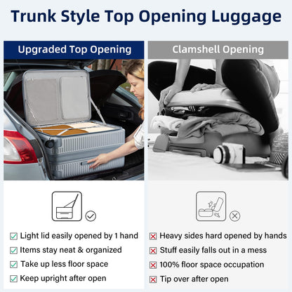 HanTrip Hard Shell Suitcases 28 Inch Large Checked Luggage with Spinner Wheels Cup Holder, Expandable Check in Luggage Lightweight Top Opening Luggage Big Rolling Suitcase with Lock, Silver