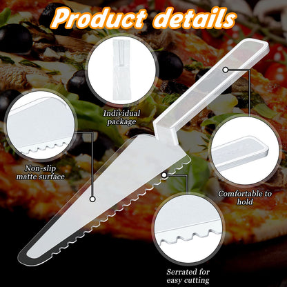 Suclain 200 Pieces Clear Disposable Cake Knife Bulk for Wedding Party 9.1 Inch Plastic Cake Server Cutting Plastic Spatula Knives Pie Pizza Pastry Slicer Serving Utensils for Kitchen
