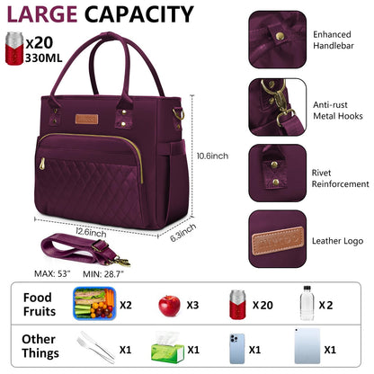 MIYCOO Lunch Bag Lunch Box Women - Leakproof Insulated Lunch Cooler Bag for Women - Large Lunch Tote Bags Adults, Purple