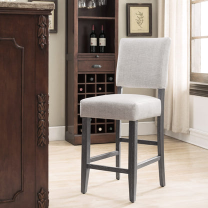 Leick Home Brax Counter Height Stool with Upholstered Back and Wood Base – Set of 4 for Elevated Kitchen Counters, High Top Tables, and Bars – Modern Chairs in Blackbean and Heather Gray, 214932