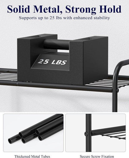 Kitsure Shoe Rack - Sturdy Stainless Steel Organizer for Closet & Entryway | 3-Tier, 25.6" Wide, Black