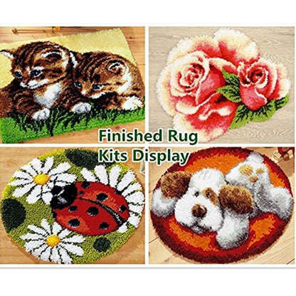 Flying Eagle in Mountain Latch Hook Rug Kit for Adults DIY Carpet Cushion with Printed Canvas Crochet Yarn Craft Hook and Latch Tapestry for Home Decor Pets Warm Pads 52x38cm(2)