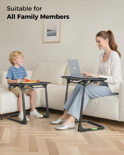 SAIJI Foldable TV Tray | Easy Folding Small Table, Height & Tilt Adjustable TV Trays for Eating, Working, Crafting - Sturdy TV Dinner Tables on Couch & Bed