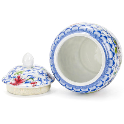 Okllen Set of 3 Small Blue and White Porcelain Salt Cellar with Airtight Lid, 250ml/ Approx. 1 Cup Sugar & Salt Crock Container Ceramic Spice Jar for Kitchen Countertop