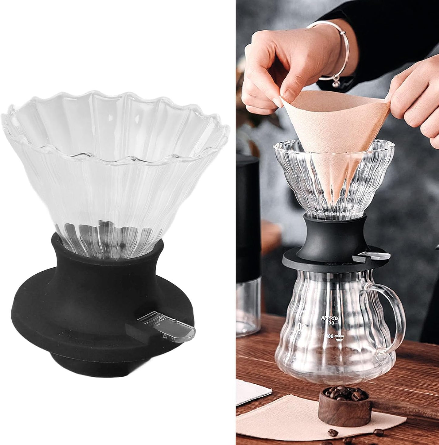 High Temperature Resistance Glass Coffee Dripper with Steel Balls, Easy to Operate for Immersion and Hand Drip