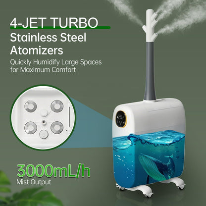 Lacidoll Humidifier Large Room 25L/6.6Gal,3000 sq.ft Commercial Whole House Humidifier,Top-Fill Humidifiers for home with Extension Tube, Ideal for Plants, Office, Warehouse & Greenhouse