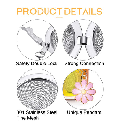 Set of 2 Tea Infuser for Loose Leaf Tea with Butterfly and Flower Charms - Stainless Steel Tea Strainers by TeaSanavie