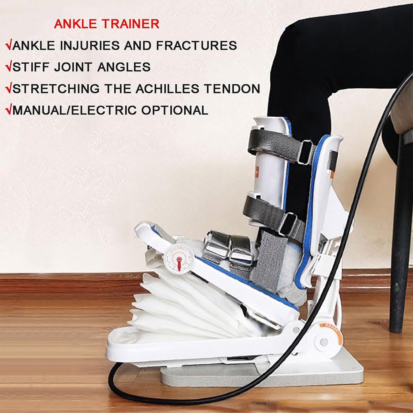 Oiyeknrd Ankle Joint Rehab Training Equipment,Ankle Joint Stretching Exerciser,Ankle Post-Operative Trainer,Angle/Strength Adjustable,for Reducing Pain/Ankle Sprain Manual