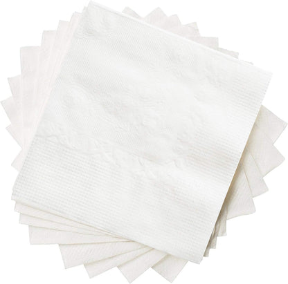 GUSTO White Beverage Napkins [500 Count - 4.5 x 4.5 Folded] - 1-Ply Bulk Cocktail Napkins for Restaurant Bar and Party