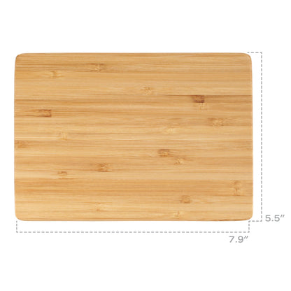 BambooMN Small Premium Bamboo Serving and Cutting Board, Charcuterie, Home and Everyday use - 7.9" x 5.5" x 0.4" - 100 pcs